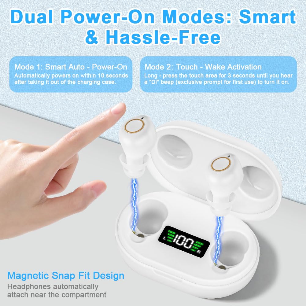Aolso Amplificateur De Son Rechargeable, 1 Paire style conduit auditif Amplificateur de son personnel intelligent, Avec Portable Boîtier De Chargement(blanche)