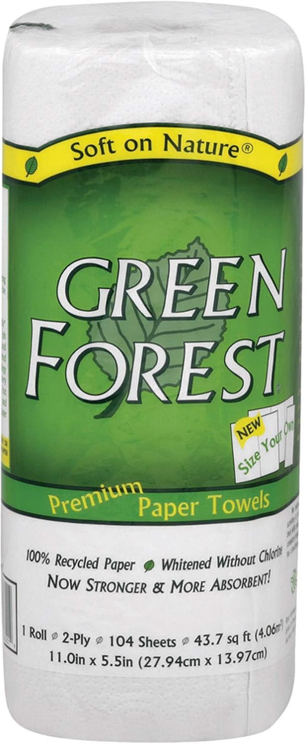 Green Forest Paper Towels, White, 3 Count of 2 Ply Each Making 104 Sheets Each, Pack of 30