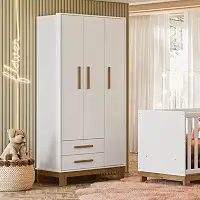 Guarda Roupa Roupeiro Infantil Qencanto Slim 4340 Qmovi Branco Acetinado