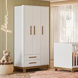 Guarda Roupa Roupeiro Infantil Qencanto Slim 4340 Qmovi Branco Acetinado