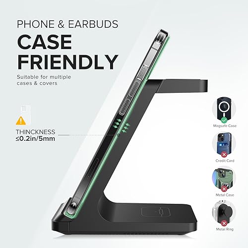 Miniatura 5 de Estación de carga inalámbrica, 3 en 1, soporte de cargador inalámbrico rápido para múltiples dispositivos, Apple Watch Ultra Series 11 10 9 8 7 6 SE