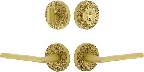 Miniatura 4 de Viaggio 629611 Juego de entrada Circolo Roseta de cuero de 2-3/8" con palanca Brezza y cerrojo a juego en níquel satinado Níquel Satinado,Cromado