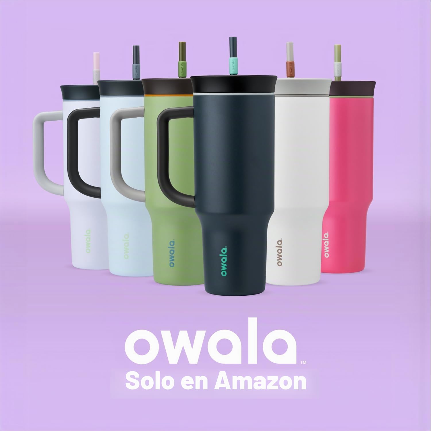 Owala Stainless Steel Insulated Travel Tumbler, 1.18 L - Vaso térmico en acero inoxidable con pajita y mango, tapa resistente a derrames, para los viajes y el aire libre, Brave Adventure