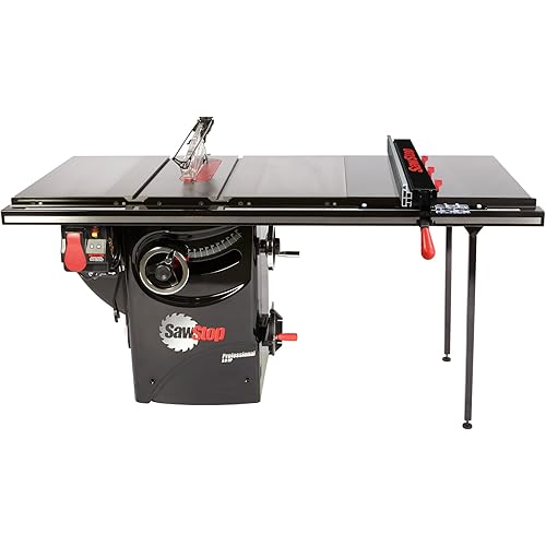 SAWSTOP Professional Cabinet Saw, 3HP, 36” Professional T-Glide Advance Rip Fence, Rails & Extension Table (PCS31230-ATGP36)