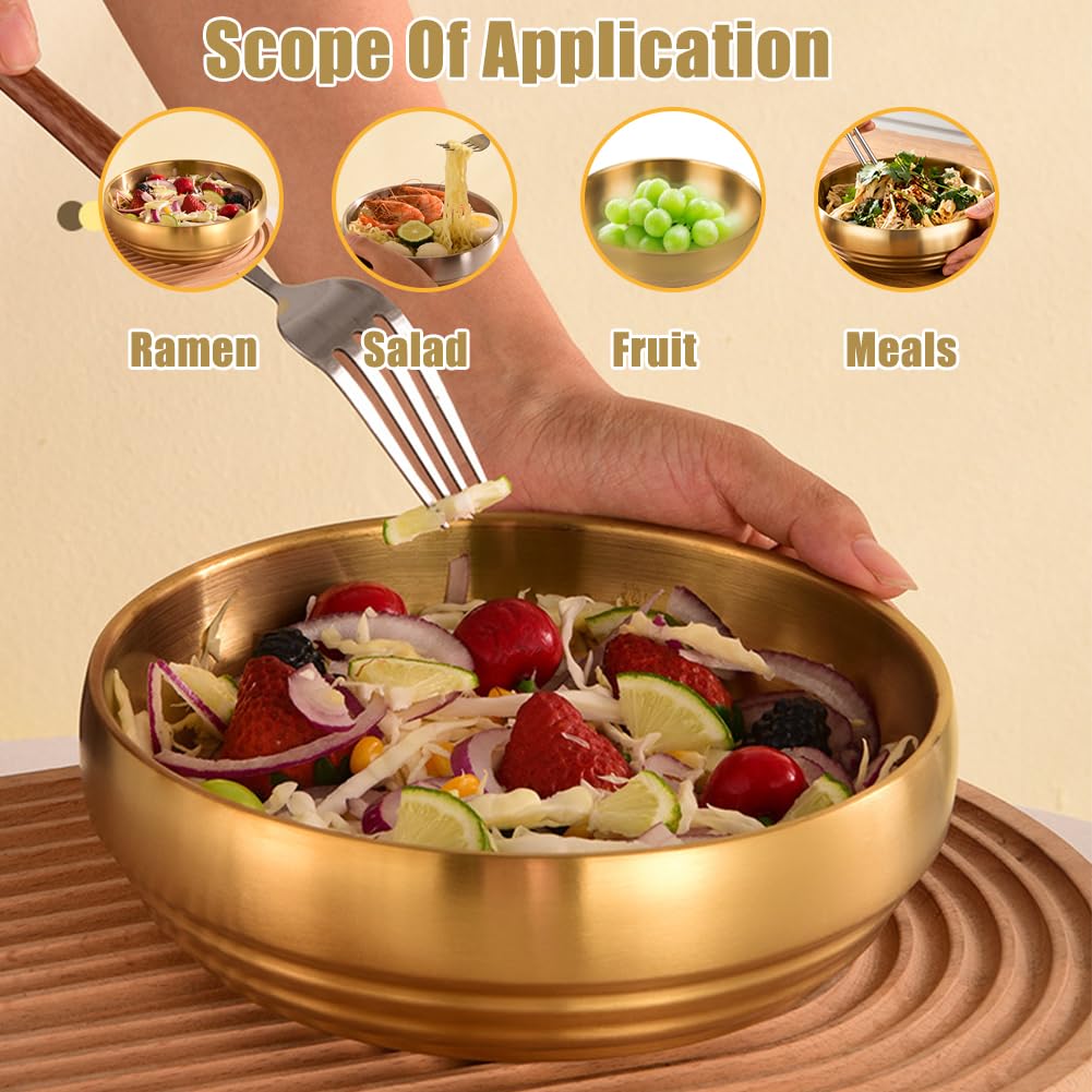 FARYODI 2 ciotole grandi in acciaio inox, con isolamento termico e anti-scottatura, per antipasti e dolcetti, ristorante coreano, matrimoni, feste