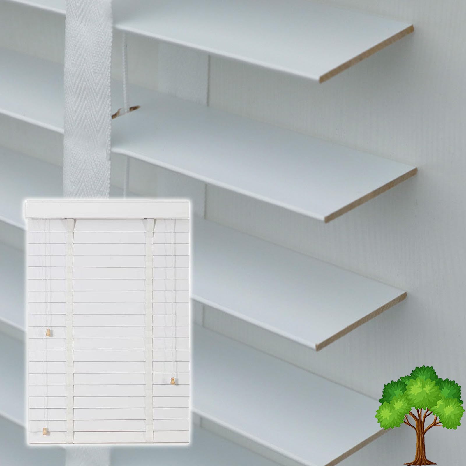 Suwooy M50117 Wooden Venetian Blinds,50Mm Slats Horizontal Blinds,Solid Wood Venetian Shades For Windows 50Cm 60Cm 70Cm 80Cm 90Cm 100Cm 120Cm Wide,Heat Insulation/Breathable Shutters Curtains,