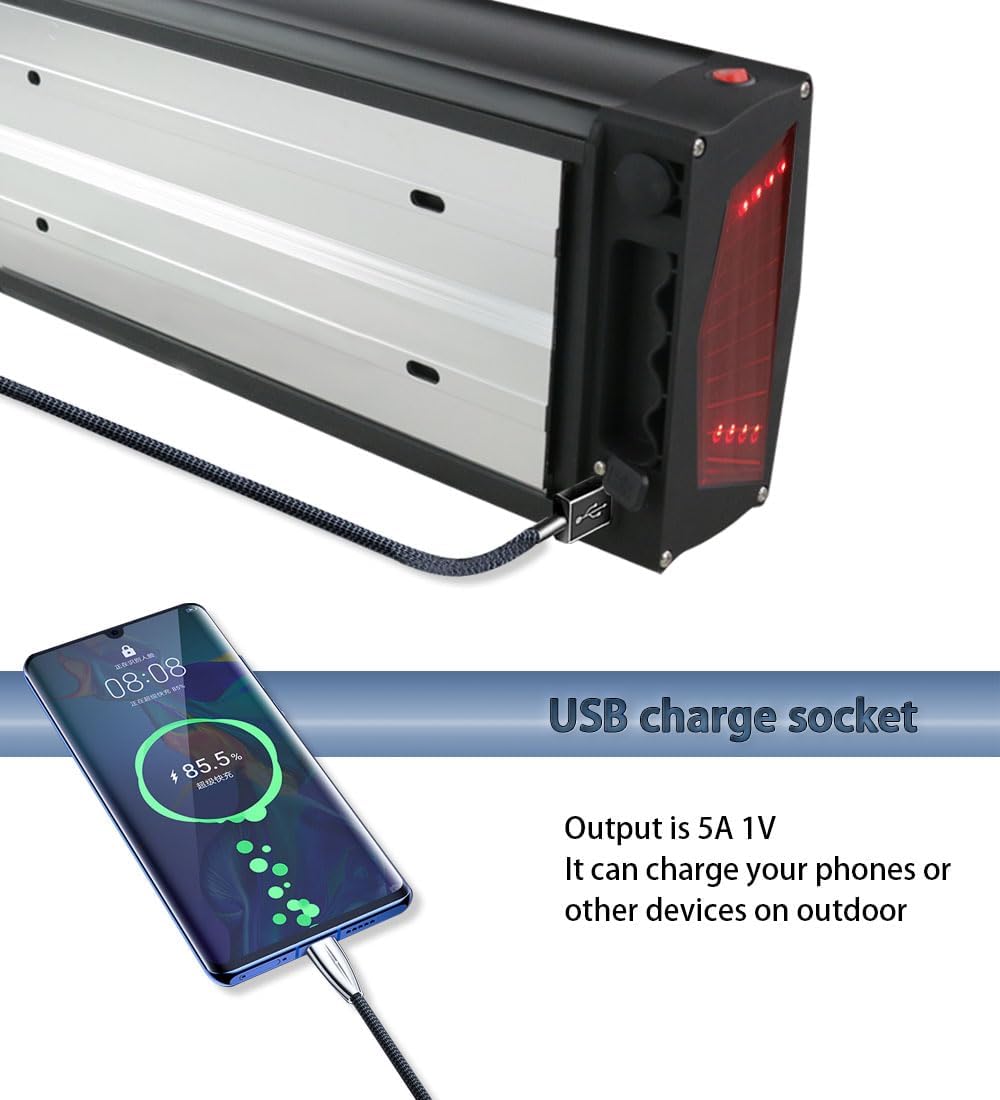 Joyisi 48V 20AH Ebike Battery with 3A Charger and Safe Lock for 100W -1800W Lithium Ebike Kits