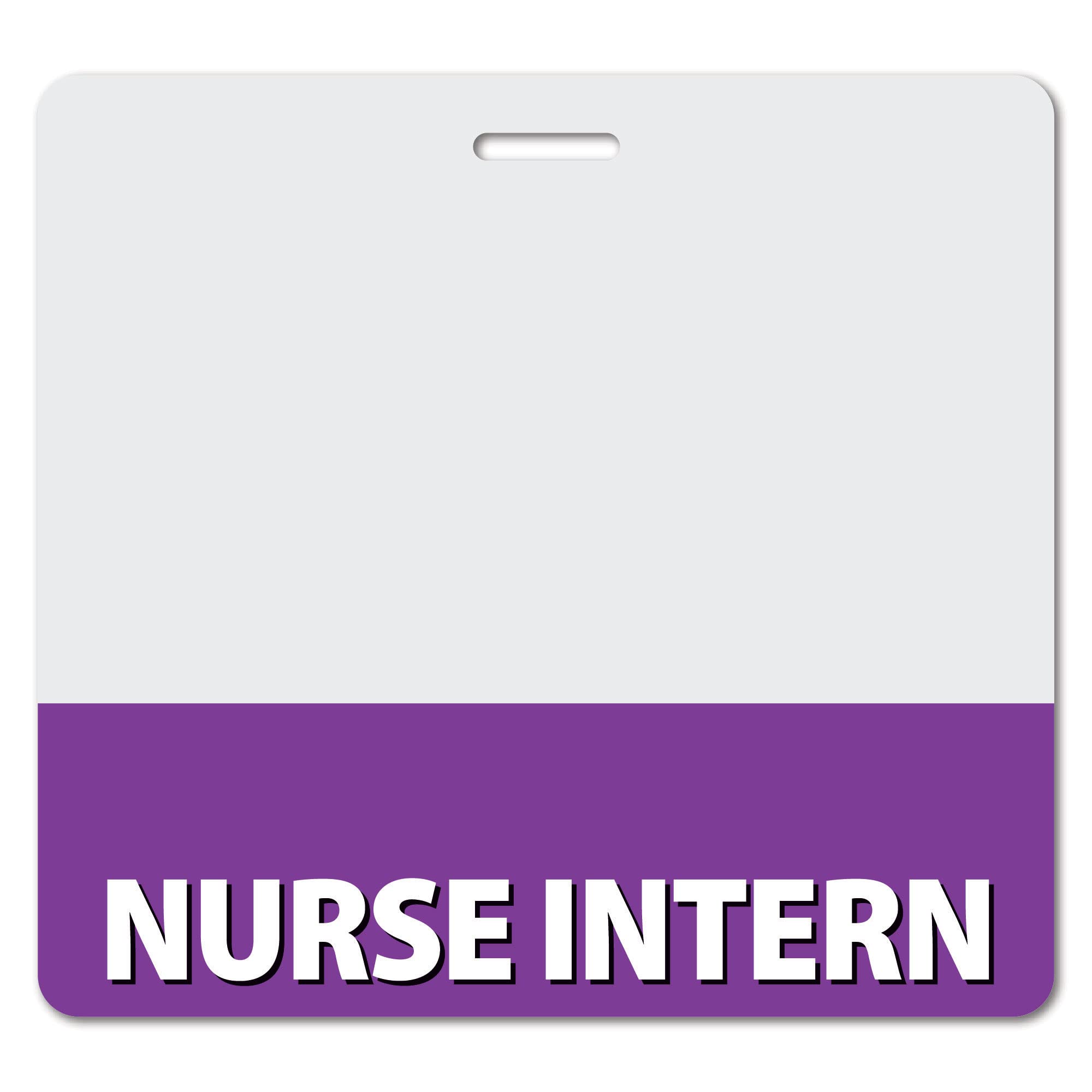 Nurse Intern Heavy Duty Horizontal Purple (1 Pack) - Spill & Tear Proof Cards - 2 Sided USA Printed Quick Role Identifier ID Tag Backer by BadgeZoo