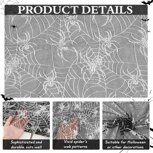 FINGERINSPIRE Halloween Spider Web Fabric 2x1.5m Wide Glitterie Silver Spider Webs Fabric Black Mesh Halloween Fabric Halloween Spider Web Fabric by The Yard for Halloween Party Decoration - Image 4