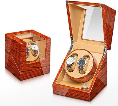 Ebony Automatic Watch Winder Box, Ebony Wood Paint Exterior, Silent Motor Dual Power, Supply 5 Rotation Mode, for Mechanical Watch Winding, Maintenance, Collection and Display