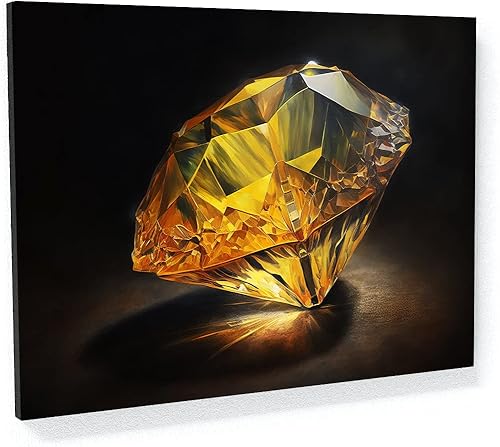 Sense Canvas Lienzo decorativo con piedra preciosa de zafiro amarillo 7, decoración del hogar, póster impreso, grande, 40 x 30 0.75 pulgadas