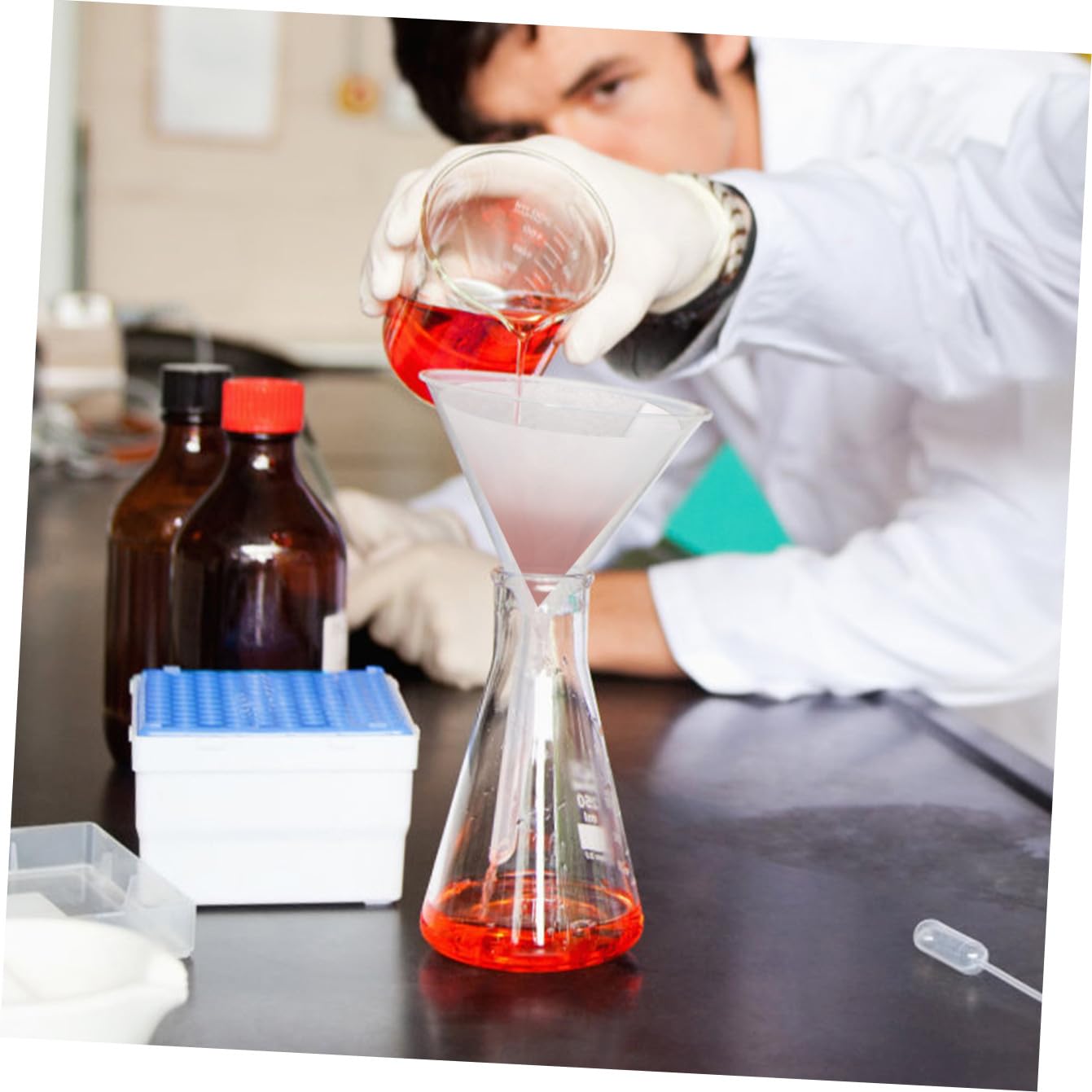 Carta Filtro Qualitativa 18cm a Flusso Medio, 100 Pezzi | Dischi , per Chimica e Prove di Laboratorio, Ritenzione Particelle e Separazione dei Precipitati