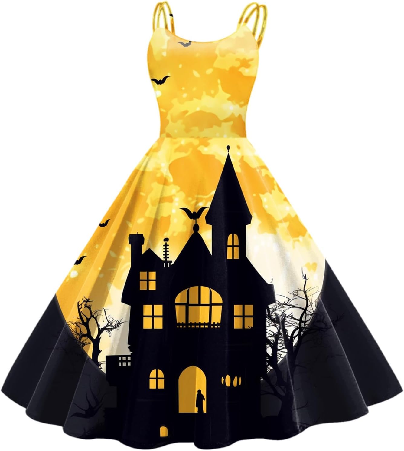 Halloween Dress Women's Vintage 1950S Dresses Sleeveless Cocktail Party Swing Dress Halter Wedding Formal Dresses