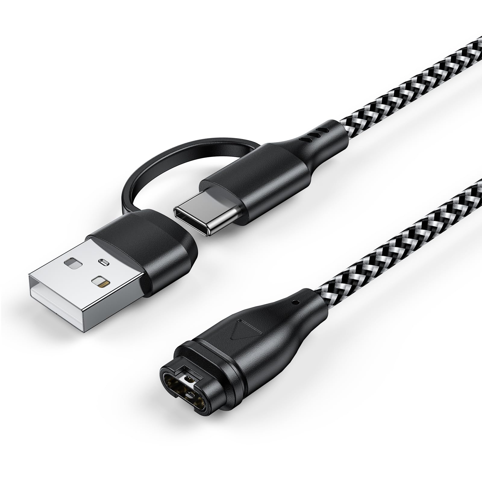for Garmin Watch Charger Charging Cable, 2-in-1 USB-A/USB-C to Garmin Cable for Vivoactive 6 5 4 3,Fenix 8/7/7X/7S/6/6X S E,Forerunner 955/970/965/255/265/55,Instinct,Venu (3.3FT)
