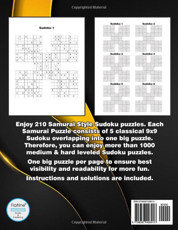 Miniatura 2 de Medium & Hard Samurai Sudoku Big Sudoku Variation Puzzle Book for Adults & Teens with 210 Samurai Style Puzzles