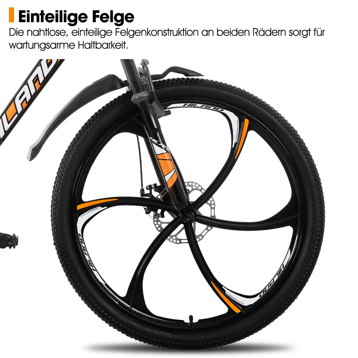 Hiland Mountain Bike 26 Pollici per Adulto 3/6 Raggi 18 Marce Uomo Donna Mountain Bike con Freno a Doppio Disco 26" MTB Telaio Alluminio Bicicletta， Nero e Rosso/Arancio/Nero e Blu/Bianco