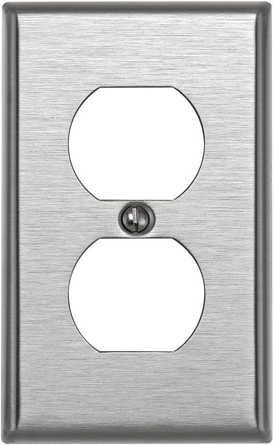 Leviton 84003 1-Gang Duplex Device Receptacle Wallplate, Standard Size, Device Mount, 20-Pack, Stainless Steel