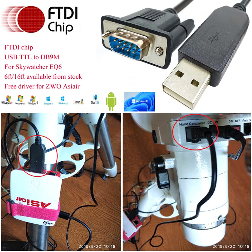 USB To RJ12 Cable For Skywatcher Synscan Hand Controller - 6FT Telescope Firmware Update Cable