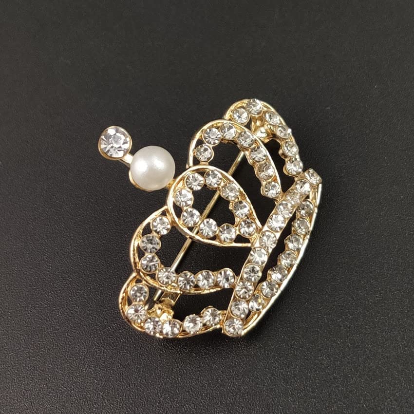 Image of Crystal Rhinestone Princess Queen Brooch Pin Tiara Crown Brooches for Women Tiara for Wedding Party /Banquet /Birthday