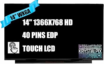 New KrystalPix LCD Display FITS- Replacement Touch LCD for Exact P/N BOE NT140WHM-T00 V8.4 14" WXGA LCD 40 pins Display Panel HD 1366x768 Only for Touch