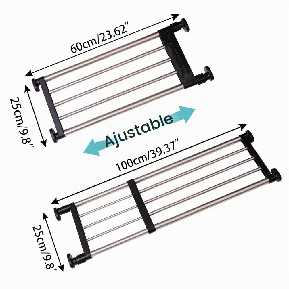 Hershii Estante extensible de metal ajustable para armario, estante de almacenamiento de metal, organizador de gabinete, divisor de bricolaje, negro, 23.6-39.5 pulgadas