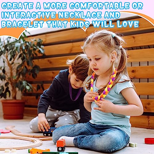 Image of Henoyso 12 Pack Sensory Chew Necklaces Kids Soft Terry Cloth Oral Motor Teething Toys for Boys Girls, Reusable Chewy Jewelry for Focusing & Calming(Mixed Style,Vivid Color)