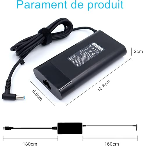 Miniatura 7 de Cargador adaptador de CA de 135 W 19.5 V 6.9 A apto para HP Omen 15 17, Spectre 15 x360 15t-df100, Pavilion Gaming 15 17 ec0013dx 15-ec0751ms,