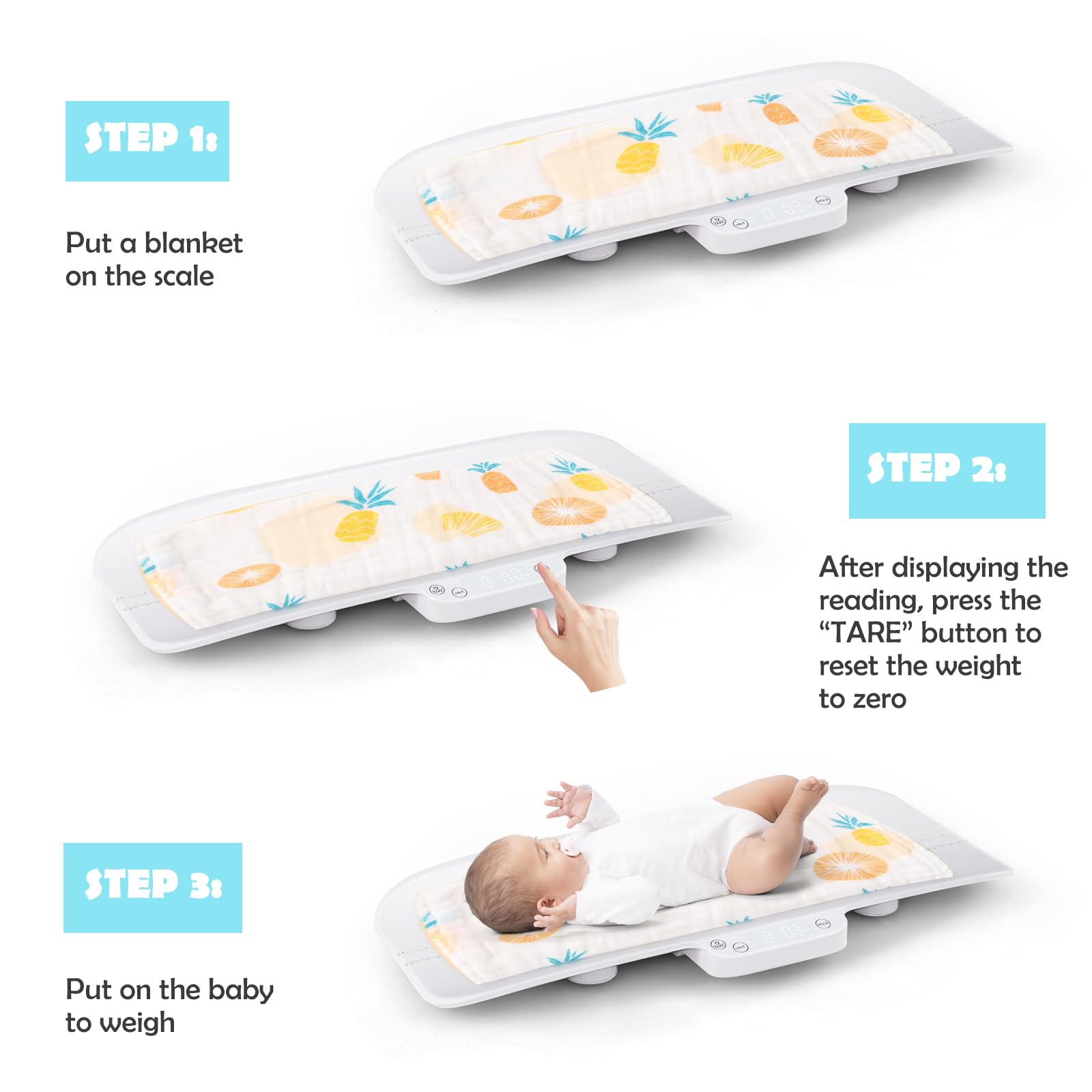 LIFEZEAL Báscula Digital para Bebés con Bluetooth, Báscula Eléctrica con Función Táctil, 2g de Precisión, Superficie Dentada, 10-30kg Báscula para Mascotas, Cocina