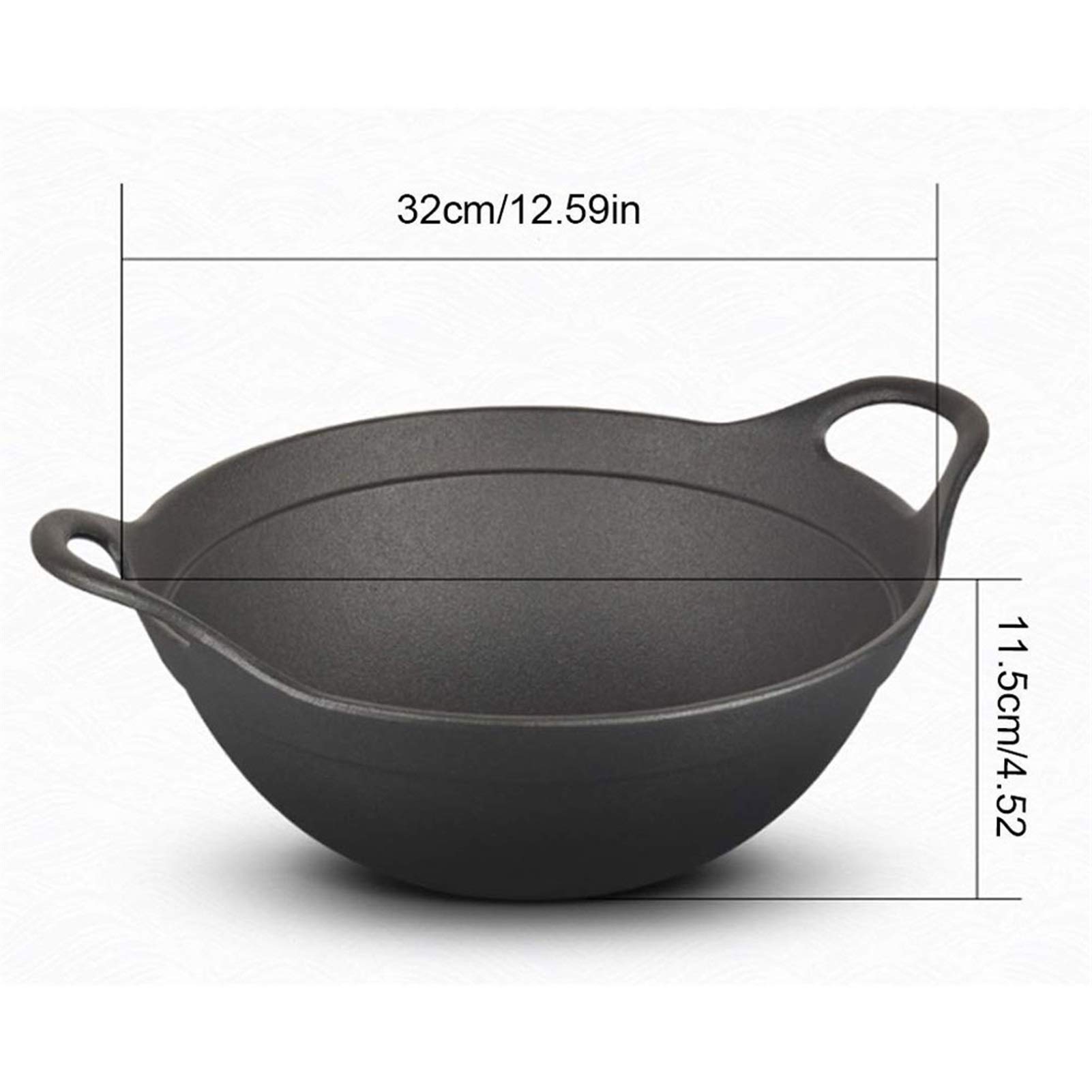 Padella per friggere Vecchia Maniera Spessa Grande pentolame Non Rivestito inibito fuliggine con Coperchio in Legno Adatto per cucine domestiche ristoranti ECC.