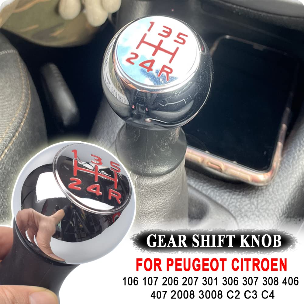Pommeau De Levier De Vitesses 5 Vitesses Aluminium/plastique - Compatible Peugeot 106 206 306 308, Citroën C2 C3 (rouge)
