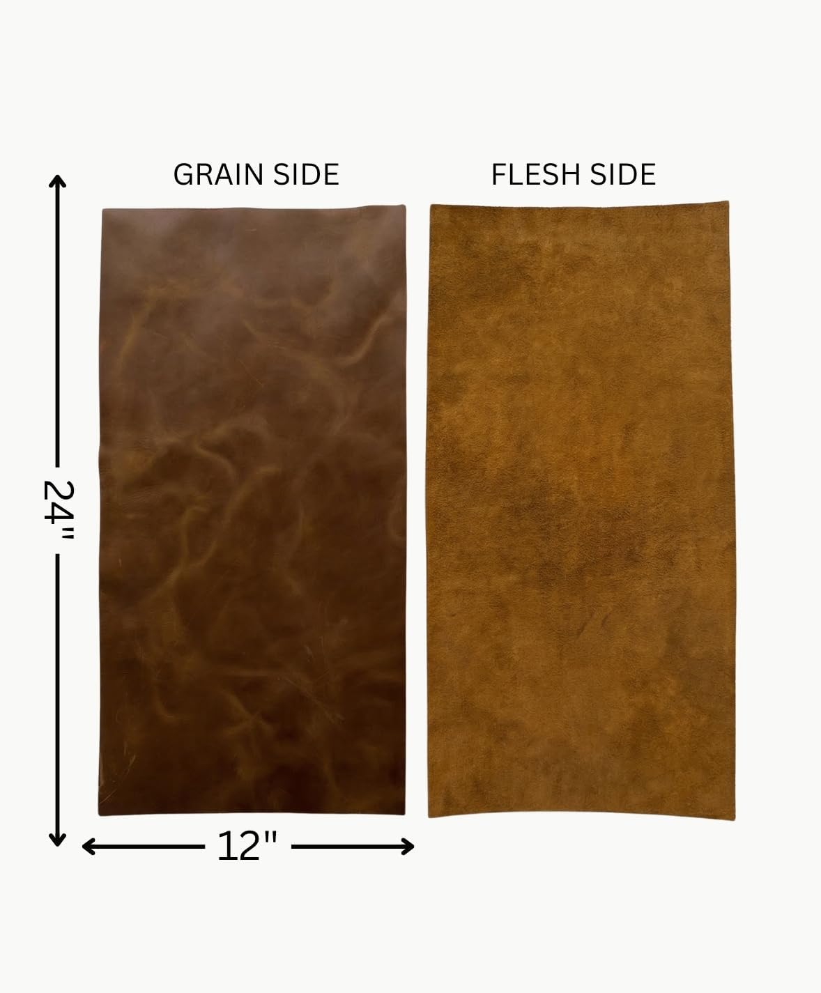 12"x24" Genuine Full Grain Crazy Horse Leather Sheets for Crafts | 2mm 5oz Thick Oil Tanned Pull-Up Cowhide | Pre-Cut Leather Pieces for Wallets, Belts, Bags & Sheaths (Luggage)
