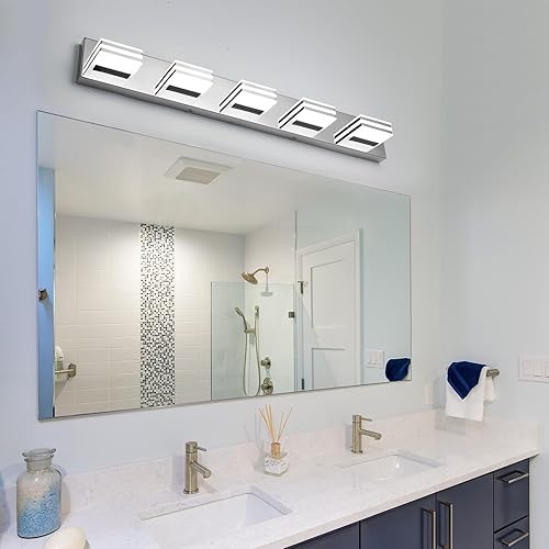 Miniatura 4 de Iluminación LED de tocador de 30 W para espejo, 5 luces, lámparas de pared de baño de 34 pulgadas, luces de fregadero de baño modernas y largas,