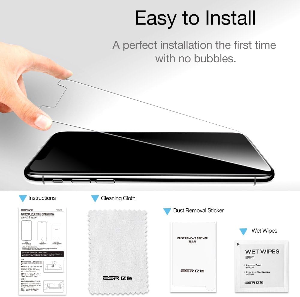 ESR [3-Pack Screen Protector for iPhone Xs/iPhone X, iPhone iPhone Xs/iPhone X Tempered Glass Screen Protector [Force Resistant Up to 22 Pounds] Case Friendly for iPhone 5.8 inch(2017&2018 Release)