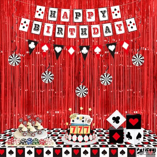 Image of Graduation Backdrop Decorations, Thicken Red Streamers 2 Pack 3.2x8.2 FT, Foil Fringe Tinsel Curtains for Birthday, Valentines, Casino, Carnival Party Decorations