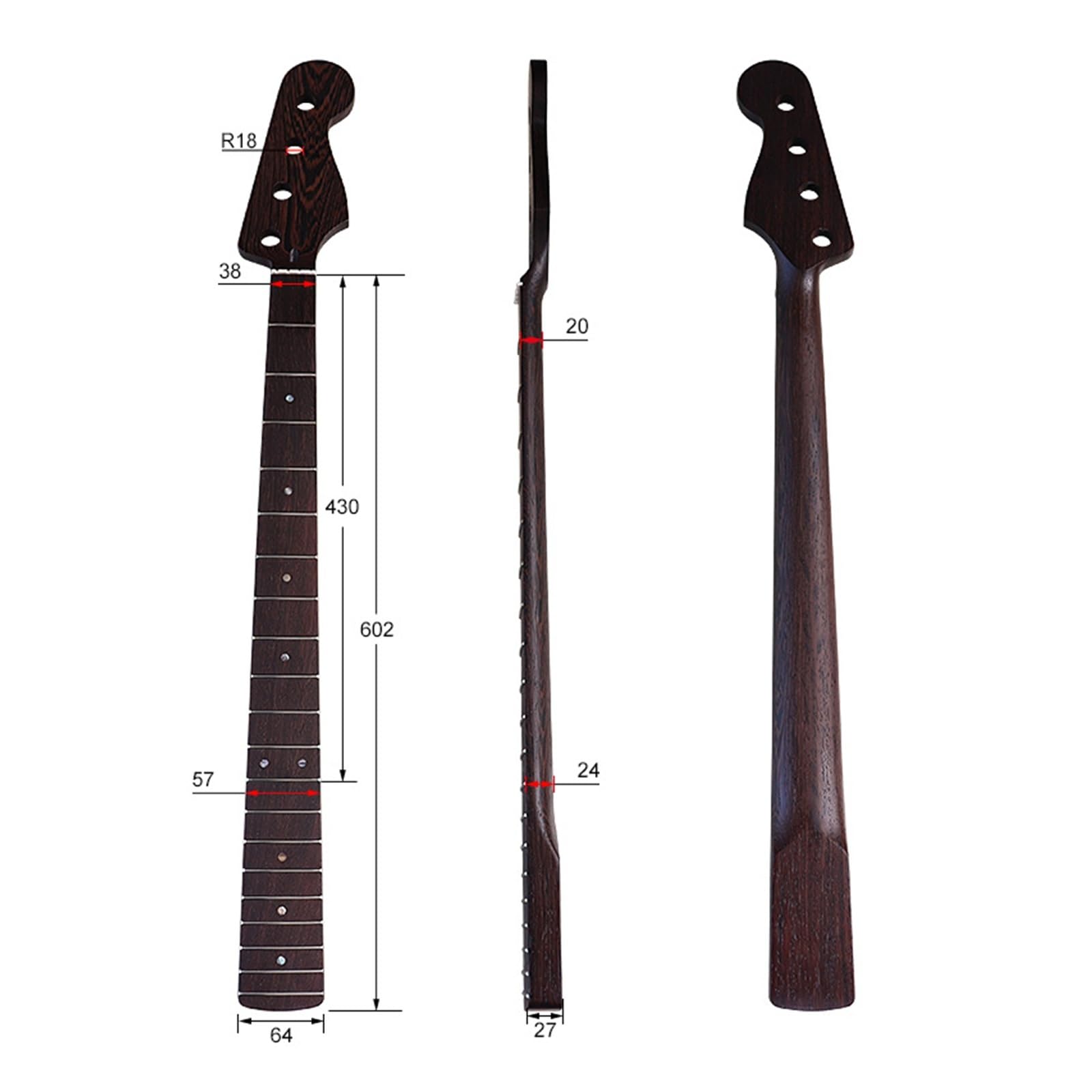 akcesoria do gitary 4 strunowa gitara basowa elektryczna z 20 progami gryf akcesoria DIY