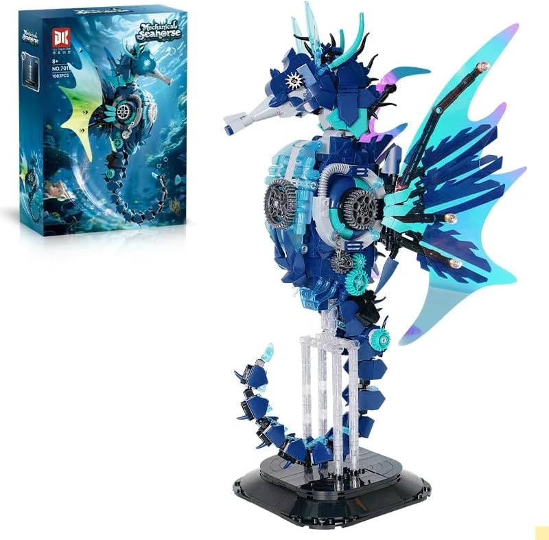 Mechanical Seahorse Building Set Compatible with Lego Model STEM Educational Creative Construction Toy,Ocean Creature Collector's Item, Perfect Office & Home Décor Gift for Boys Ages 8-16 1003pcs