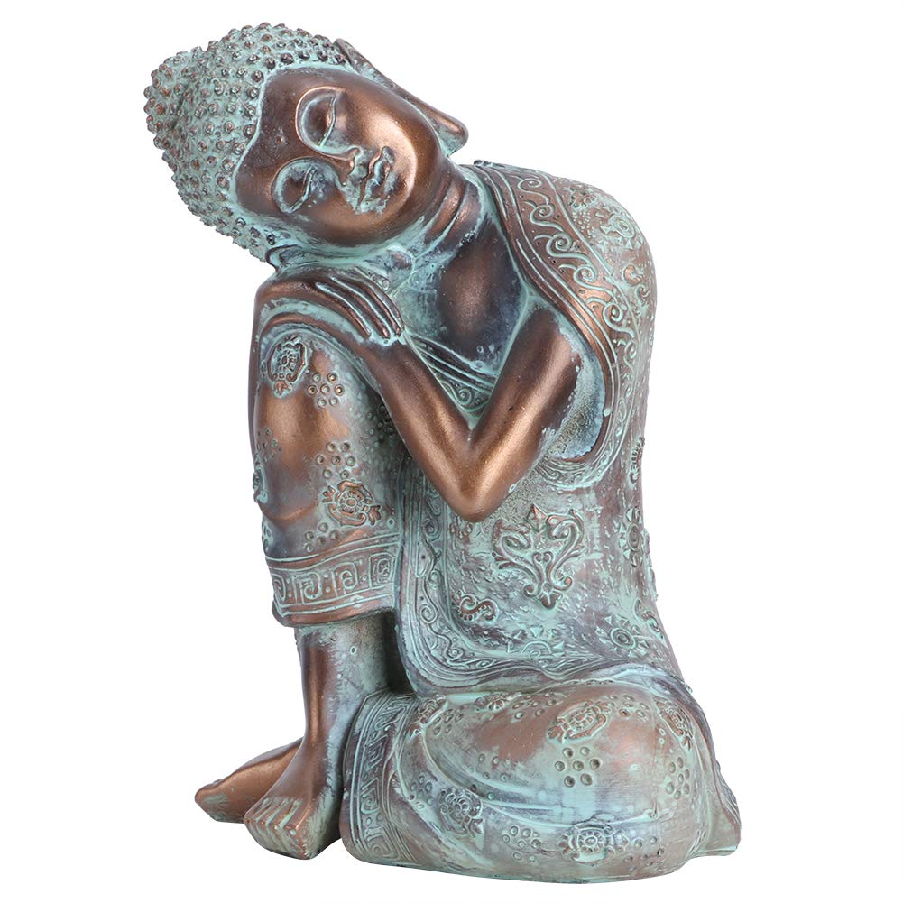 Zen Light Statua di Buddha Meditazione in Resina Antica - Decorazione Zen - 17 x 12,5 x 23 cm