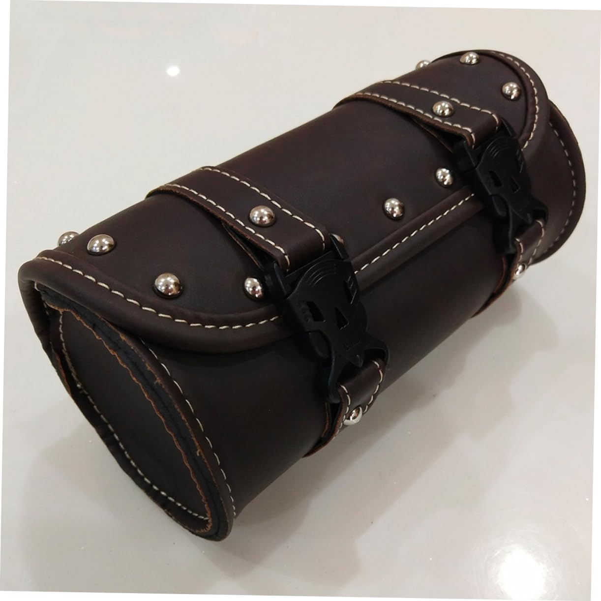 Borsa Porta Attrezzi per Moto in Pelle Pu Color Caffè, 2 Pezzi Scomparti Pratici e Design Ergonomico, Accessori per Moto per Viaggi e Manutenzione