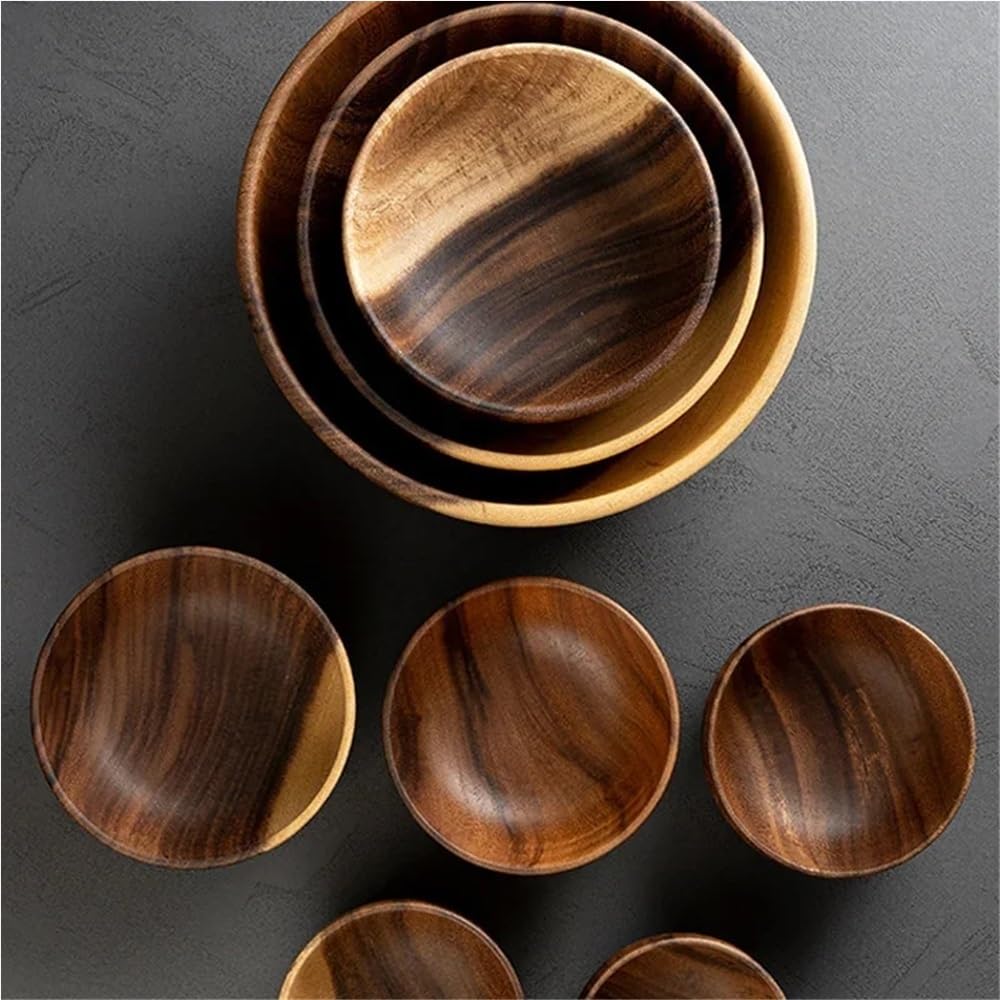 Cuenco grande de madera for ensalada y fruta, cuencos decorativos de estilo rústico for presentación de alimentos, perfectos for la decoración de la mesa de la cocina, centro de mesa for exhibición de