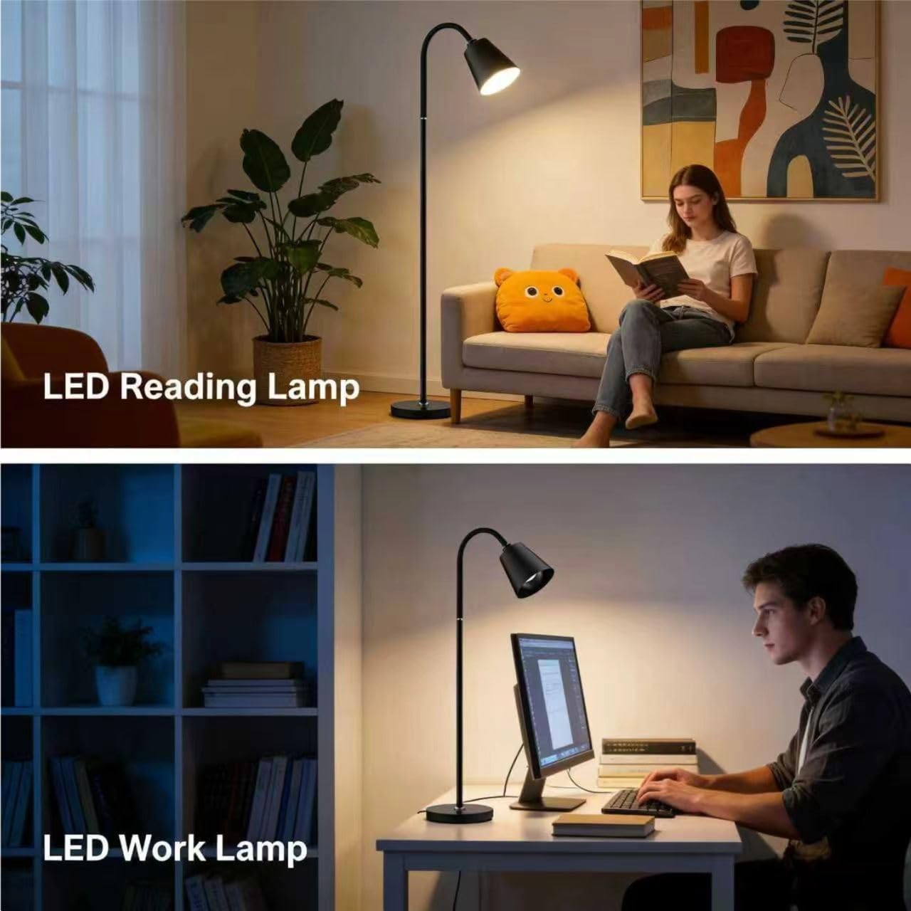 LED Floor Lamp with Remote, 16 Color Changing RGB Standing Lamp, 3 Color Temperatures Warm/Natural/Cold White, Height Adjustable, E27 Base Compatible, for Living Room Bedroom Game Room Office