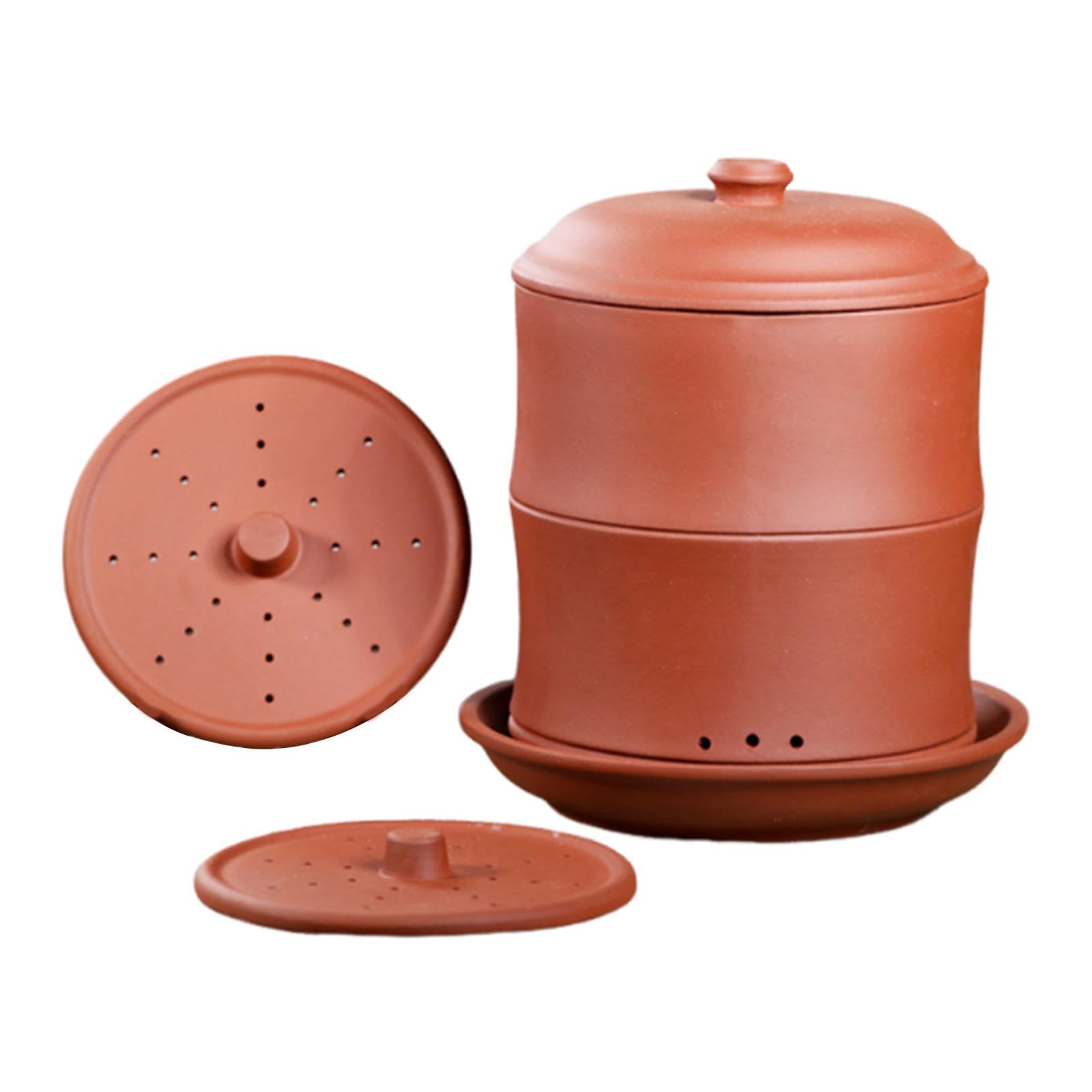Pot de germination d'argile violette – Plateau de germination de graines avec trous de drainage pour germes de haricots, récipient de plantation de jardin (18,2 cm de diamètre) – Rouge