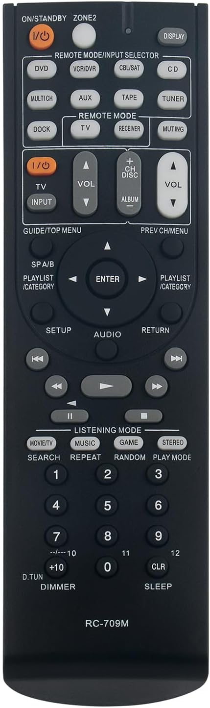 RC-709M Replacement Remote Control Applicable for Onkyo AV Receiver TX-SR506 TX-SR576 TX-SR506S TX-SR506B TXSR506 TXSR576 TXSR506S TXSR506B