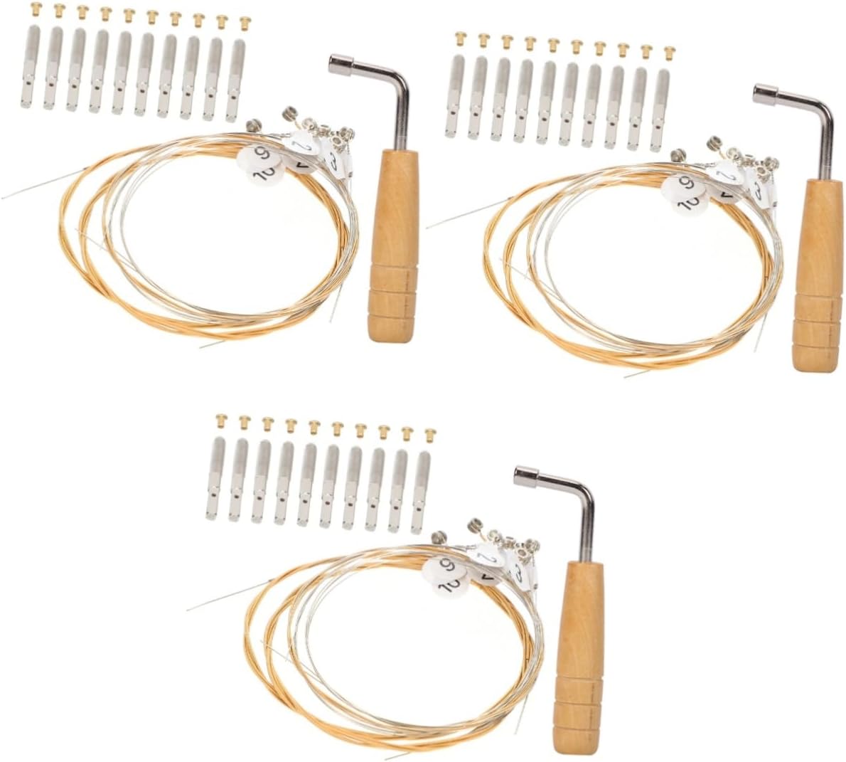 Levemolo 3sets Lyre Strings Replacement Kit Tuning Wrench and String Accessories for Easy Tuning and Performance
