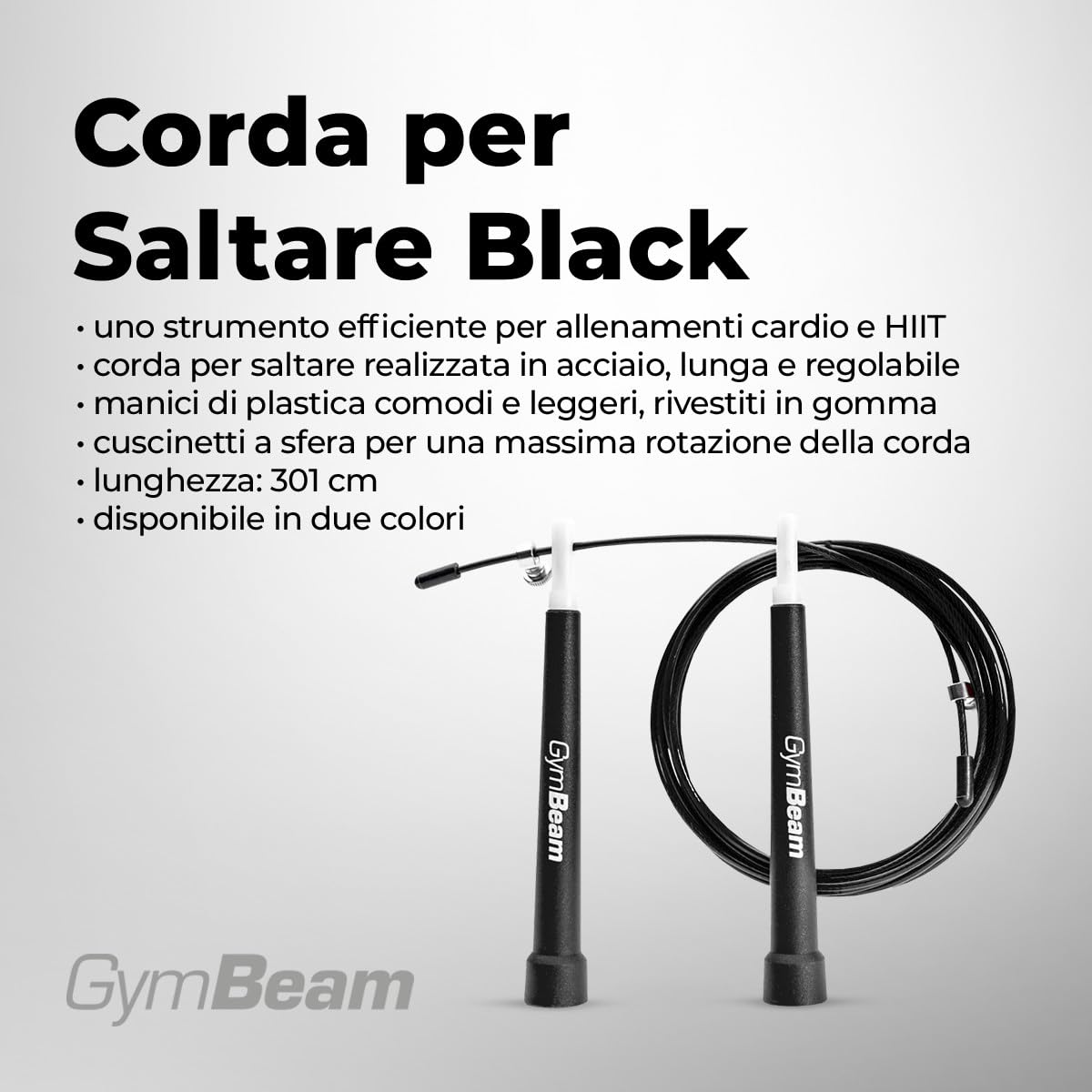 Corda Per Saltare Smart GymBeam Con Contatore E Timer, Regolabile, Con 3 Modalità Di Salto, Per Fitness Total-Body E Cardio