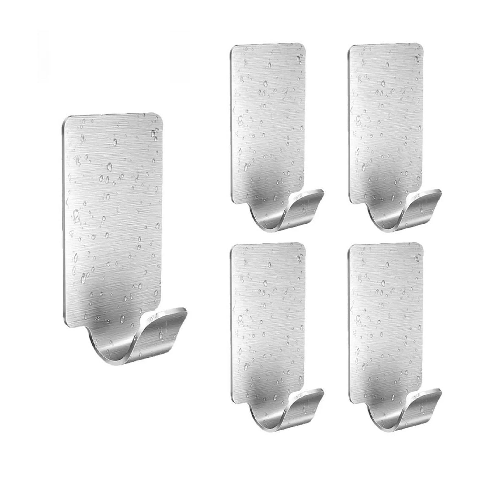 Pexlor 5Pcs Self Adhesive Stainless Steel Heavy Wall Hook, Bathroom Towel Rack Holder(5Pcs)