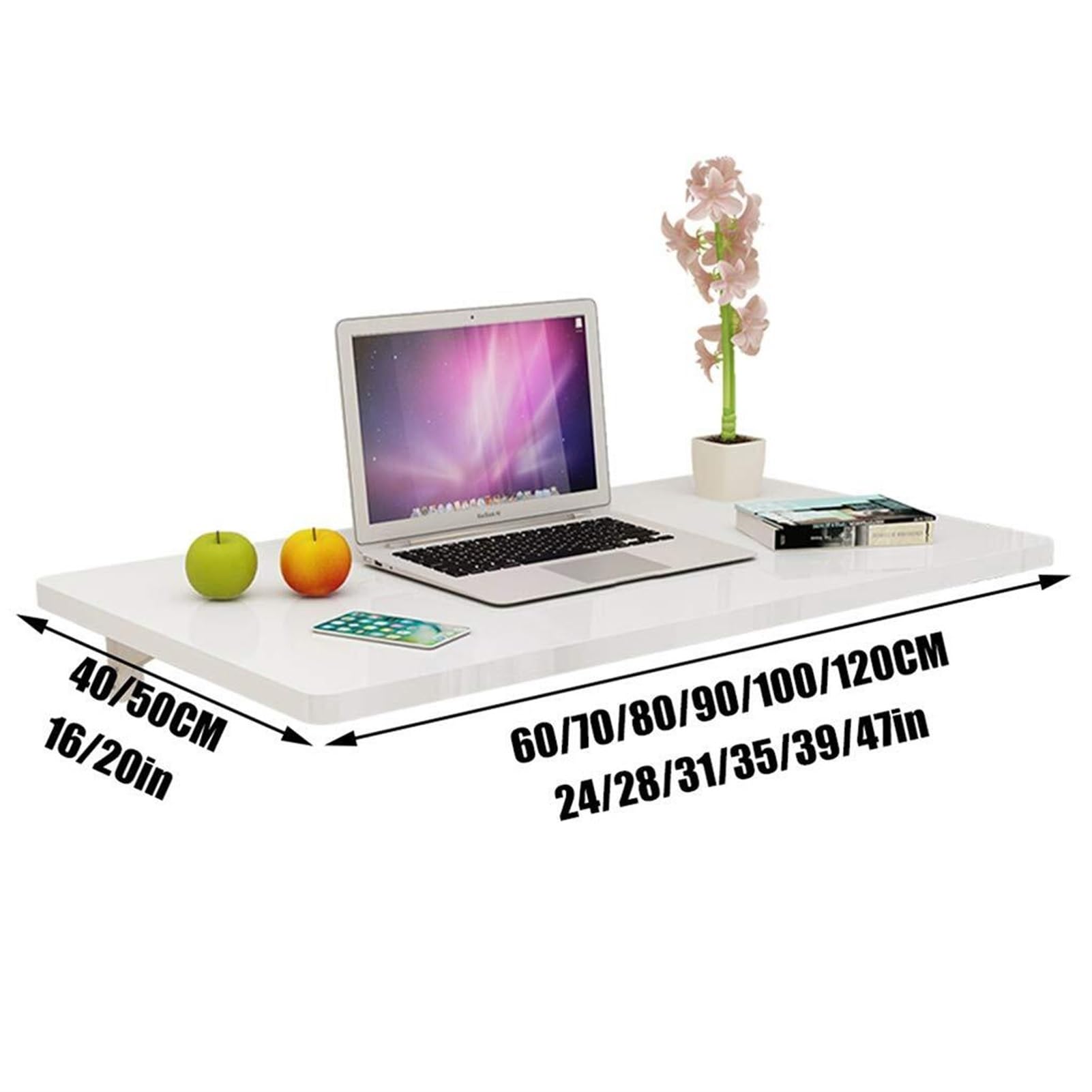 Folding Wall-Mounted Drop-Leaf Table Folding Wall Table Wall Mounted Drop Leaf Table,Floating Laptop Desk, Space Saving Hanging Table for Study, Bedroom(60 * 40cm(24 * 16in))