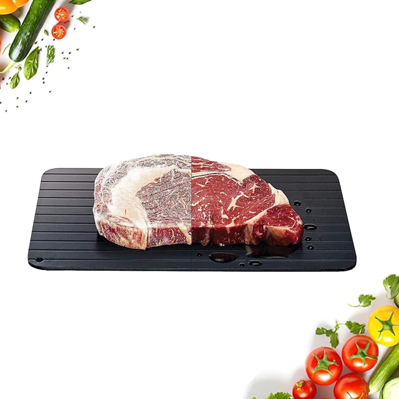 Aluminium Defrosting Tray, Fast Thawing Tray for Frozen Food, Non-Stick Thaw Board for Meat, Poultry, Fish & Seafood (29.5 * 20.8 * 0.2cm)