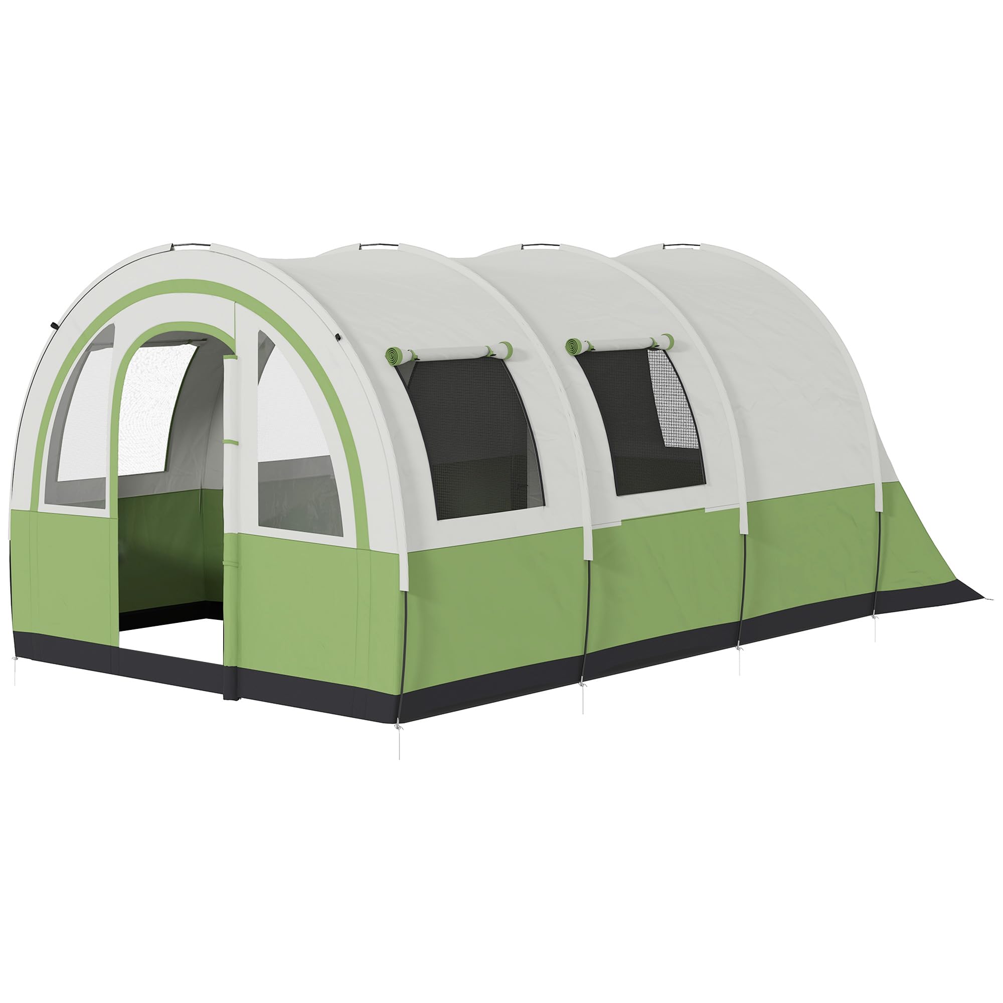 Outsunny Green Camping Tent 3000Mm Waterproof Family Tent For 5-6 Man