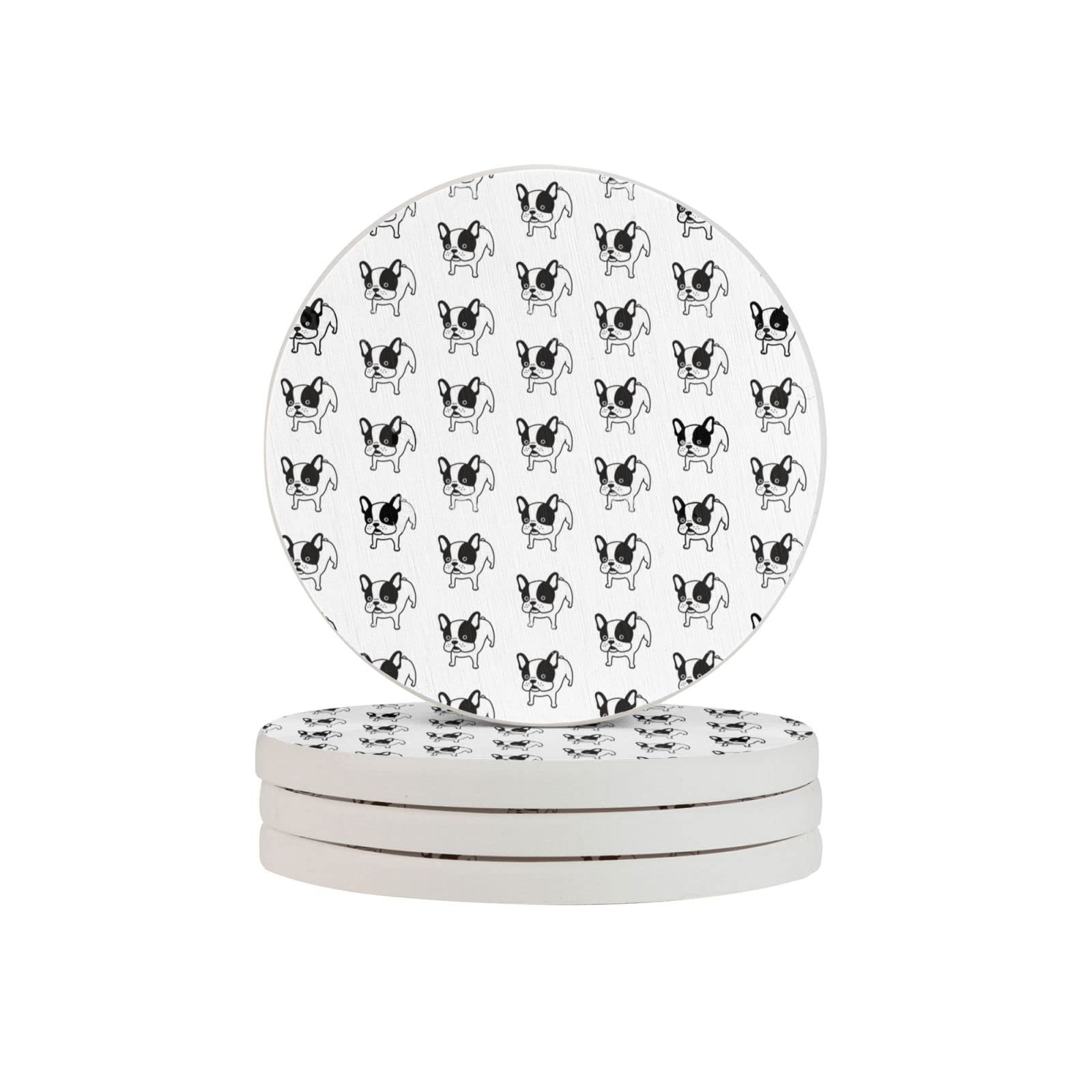 French Bulldog Dog Two Pieces Coaster Heat-Resistant Reusable Saucers for Drinks Wine Glasses Plants Cups Mugs