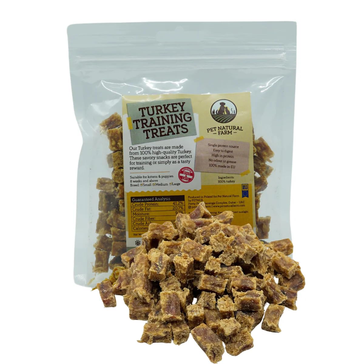 Pet Natural Farm Turkey Training Treats for Dogs, Made with 100% single ingredient and gently air-dried Dog Treats, Low in Fat (100g)